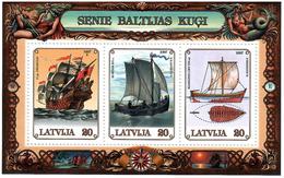 Latvia 1997 . Old Baltic Ships (Joint Est.,Lith). S/S Of 3v X20s.   Michel # BL 11 - Letland