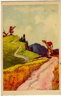 PAESAGGIO CON BAMBINI - Dis. CASTELLI - 1924 - Vedi Retro -Formato Piccolo - Castelli