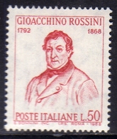ITALIA REPUBBLICA ITALY REPUBLIC 1968 GIOACCHINO ROSSINI CENTENARIO MORTE DEATH CENTENARY MNH - 1961-70: Mint/hinged