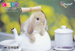 Carte Prépayée JAPON / SERIE ANIMAL RAKUYAN - LAPIN Dans Une Théière - RABBIT JAPAN Prepaid Card - KANINCHEN - 313 - Conejos