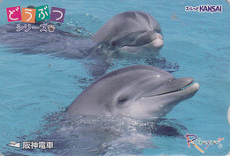 RARE Carte Prépayée Japon / Série Animaux Rakuyan - ANIMAL -  DAUPHIN - DOLPHIN Japan Prepaid Card - DELFIN - 346 - Dolfijnen