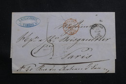 ITALIE- Lettre De Torino Pour La France En 1858 , Cachet Rouge D'entrée"  Sardaigne / Culoz "  - L 60657 - Romagne