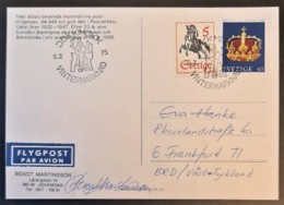 SWEDEN 1975 - Air Mail Postcard To Germany - Entiers Postaux