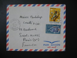 Lettre  Comores 1972  Pour La France  Cachet Moroni   TP  Poisson Pomacanthus Imperator & Oiseau Columba Polleni - Storia Postale