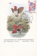 Oblitération Championnat Ornithologique Nantes 1980 Sur Carte - Oblitérations & Flammes