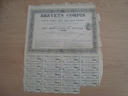 ACTION BREVETS COMPIN PART BENEFICIAIRE AU PORTEUR 1904 - Altri & Non Classificati