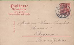 Postkarte Postal Stationery Germania 10pf From Strassburg To Bayonne 6/01/03 - Autres & Non Classés