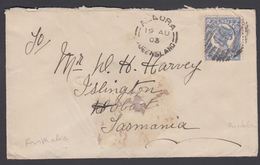1903. QUEENSLAND AUSTRALIA  TWO PENCE VICTORIA To Hobart, Tasmania From __ALLORA QUEE... (MICHEL 96) - JF304908 - Brieven En Documenten