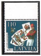 Latvia 1999 . Writer R.Blaumanis. (Playing Cards). 1v: 110.  Michel # 499 - Lettland