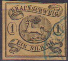 GERMANIA ANTICHI STATI BRUNSWICK 1853-65 STEMMA UNIF. 7a  USATO VF - Braunschweig