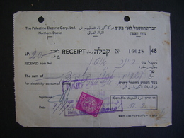 RECEIPT "THE PALESTINA / PALESTINE / ISRAEL ELETRIC CORP. LTD. IN 1948 IN THE STATE - Other & Unclassified