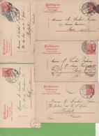 5 Postkarte Postal Stationery Germania 10pf From Château-Salins To Paris 3/07/08 => 20/11/08 - Autres & Non Classés
