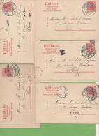 5 Postkarte Postal Stationery Germania 10pf From Château-Salins To Paris 3/12/08 =>26/03/09 - Autres & Non Classés