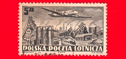 POLONIA - Usato - 1952 - Aereo - Ilyushin IL-12 Sorvola Nowa Huta - 5 - Used Stamps