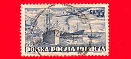 POLONIA - POLSKA - Usato - 1952 - Porto - Aereo - Ilyushin IL-12 Sorvola I Mercantili - 55 - P. Aerea - Gebraucht