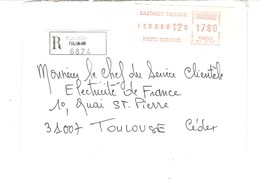 Vignette MOG Guichet HAUTE GARONNE 1983 CASTANET TOLOSAN LETTRE RECOMMANDEE EINSCHREIBEN REGISTERED COVER AR - 1981-84 LS & LSA Prototypes