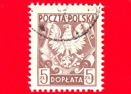 POLONIA - POLSKA - Usato - 1952 - Segnatasse - Taxe - Aquila - Coat Of Arms Of Poland - 5 - Taxe