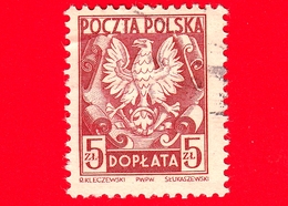 POLONIA - POLSKA - Usato - 1950 - Segnatasse - Taxe - Aquila - Coat Of Arms Of Poland - 5 - Segnatasse