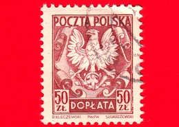 POLONIA - POLSKA - Usato - 1950 - Segnatasse - Taxe - Aquila - Coat Of Arms Of Poland - 50 - Postage Due