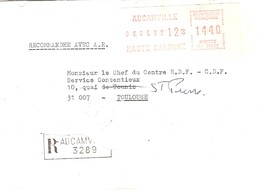 Vignette MOG Guichet HAUTE GARONNE 1982 Aucamville LETTRE RECOMMANDEE EINSCHREIBEN REGISTERED COVER - 1981-84 LS & LSA Prototipi