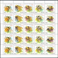 Russia 2005 One Sheet Of Insects Bumblebees Bee Insect Flowers Fauna Animals Nature Bombus Stamps Mi BL81 Sc 6912f - Hojas Completas