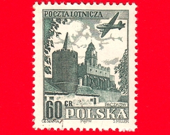 POLONIA - POLSKA - Usato - 1954 - Aereo Su Torre E Mura Della Città Di Paczkow, Luban - 60 C - P. Aerea - Usados