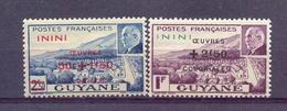Guyane 1944 - Marshal Philippe Pétain - Stamps 2v -  Overprinted "Oeuvres Coloniales" And Surcharged - MNH** - 1944 Maréchal Pétain, Surchargés – Œuvres Coloniales