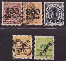 Germany, Five Inflation Overprinted Stamps Used          -AN23 - Officials