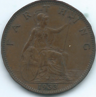 United Kingdom / Great Britain - 1933 - Farthing / ¼ Penny - George V - KM825 - B. 1 Farthing