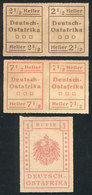 GERMAN EAST AFRICA: Michel III (pair With Types I And II) + IV (pair With Types I And II) + V, 1916, Provisional Issue O - German East Africa