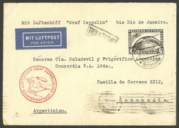 GERMANY: COMMERCIAL Cover Flown By ZEPPELIN, Sent From Friedrichshafen To Concordia (Argentina) On 18/MAY/1930, Franked  - Covers & Documents