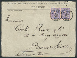 BELGIUM: 6/NO/1886 LIEGE - Argentina: Cover Franked By Sc.53 Pair, Liege Datestamp, And On Reverse Paris Transit And Bue - 1869-1883 Léopold II