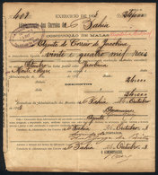 BRAZIL: Receipt Of "Conduçao De Malas" Of 1898 Awarded By The Administration Of Posts Of The State Of Bahia To The Agent - Lettres & Documents