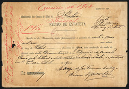 BRAZIL: "Estafeta" Post Receipt Of The State Of Bahia, 22/AP/1902, Interesting!" - Lettres & Documents