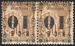 NEW CALEDONIA: Yvert 12a, Pair With INVERTED Overprint, VF Quality! - Other & Unclassified