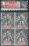 SAINTE-MARIE DEMADAGASCAR: Yvert 1, 1894 1c. Used Block Of 4 With Variety "broken R" In The Bottom Right Example, Excell - Other & Unclassified