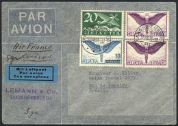 SWITZERLAND: Airmail Cover Sent From Langnau To Rio De Janeiro On 10/OC/1938 By Air France Franked With 2.30Fr., VF Qual - Other & Unclassified