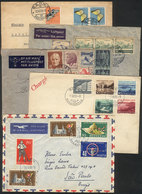 SWITZERLAND: 5 Covers Sent To Brazil Between 1946 And 1955, Nice Postages, One With Defects, Low Start! - Other & Unclassified