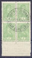 1929. USSR/Russia,  Definitive, 2k, Mich.366AY, Watermarks, Perf. 12 : 12 1/2, 4 Stamps In Block Of 4v, Used - Gebraucht