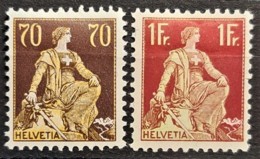 SWITZERLAND 1908 - MLH - Sc# 142, 144 - 70r 1F - Ongebruikt