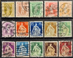 SWITZERLAND 1907-25 - Canceled - Sc# 126, 127, 128, 129, 130, 131, 132, 13, 134, 135, 136, 137, 139, 141, 144 - Used Stamps