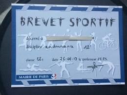 BREVET SPORTIF Discipline Endurance  MAIRIE DE PARIS  Annee 2013 - Athlétisme