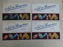 SEL De BAYONNE, Lot De 4 Buvards Anciens (rousseurs), Ref 1887 ; BU 023 - Altri & Non Classificati