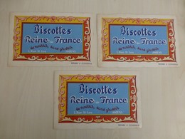 AMIENS, Biscottes Reine De France, Lot De 3 Buvards Anciens , Ref 1895 ; BU 023 - Autres & Non Classés