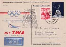 Austria 1960 Air Mail Postal Stationery Card; TWA Trans World Airlines Flight Vienna Squaw Valley; Eagle Adler: 2 Scans - Hiver 1960: Squaw Valley