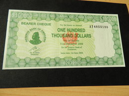 ZIMBABWE Energie Träger Schecks 100.000  Dollars  1.6. 2006 Unc - Simbabwe