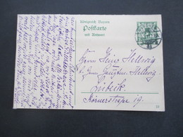 AD Bayern 1911 Ganzsache / Doppelkarte P 85 / 01 Postkarte Mit Antwort München 17 Nach Lübeck Mit Inhalt Der Fragekarte - Interi Postali