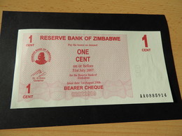 ZIMBABWE Energie Träger Schecks 1 Cent   1.8. 2006 Unc - Zimbabwe