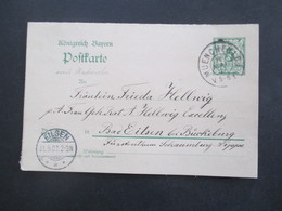 Bayern 1907 GA / Doppelkarte P 81 / 01 Postkarte Mit Antwort An Frau Geheimrat Hellwig In Bad Eilsen Fürstenthum Lippe - Enteros Postales