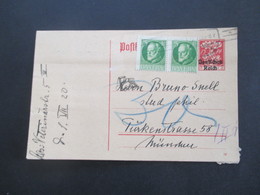 1920 Bayern / DR Bayern Abschied GA P125 Mit Zusatzfrankaturen Bayern Verwendet Als Orts PK In München ABER Nachporto - Enteros Postales